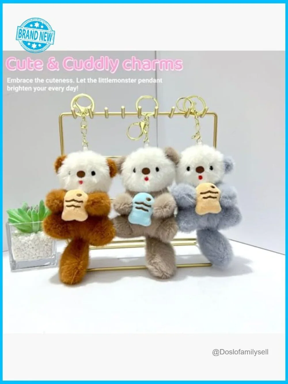 Otter Plush Keychain Adorable Animal Charm for Handbags Keys Backpacks Cute
